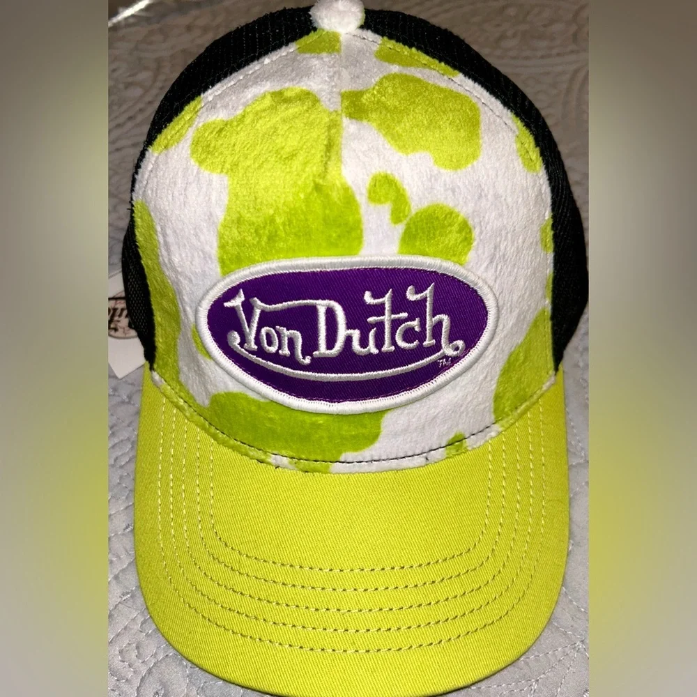 Von Dutch Neon Green and Black Cap - Picture 2 of 4